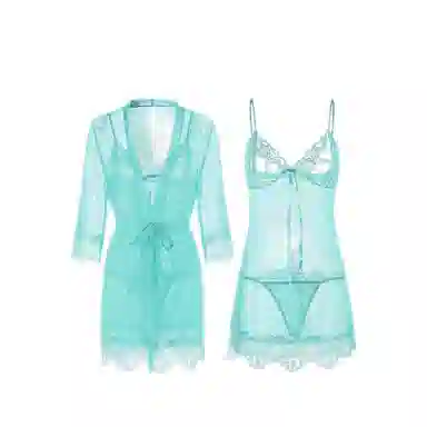 潞优野 性感纯色网纱家居服睡衣套装 女款