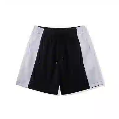 我是大卫 健身过膝设计感双色拼接条纹休闲短裤 男款 黑色