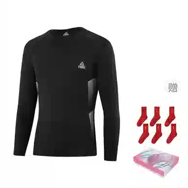 匹克 加绒高弹纯色运动训练舒适透气健身衣 男女同款 黑色