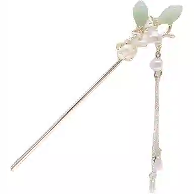 【含苞待放】 指尖瑰宝 古风花苞流苏珍珠典雅大气优雅精致古装步摇盘发新中式高级感簪花头饰 合金/玉髓 发簪 女款