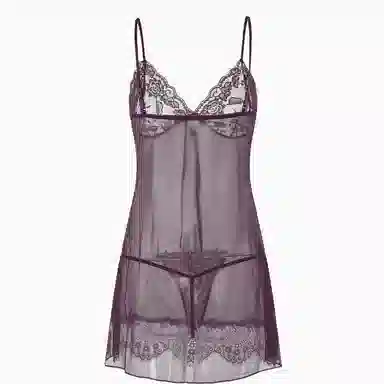 潞优野 性感纯色网纱家居服睡衣套装 女款