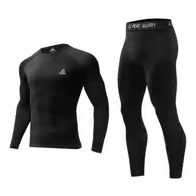 匹克 加绒保暖运动速干透气高弹紧身上衣塑形训练跑步篮球瑜伽骑行裤子健身套装 男女同款 黑色