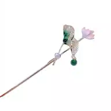 【荷其有幸】 指尖瑰宝 国潮荷花荷叶新中式温柔步摇国风复古小众设计通勤服饰轻奢气质百搭精致高级感发饰配饰 合金 发簪 女款