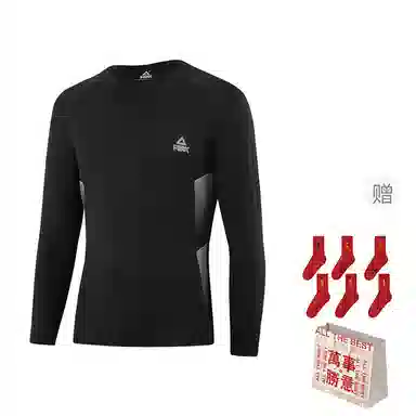 匹克 加绒高弹纯色运动训练舒适透气健身衣 男女同款 黑色