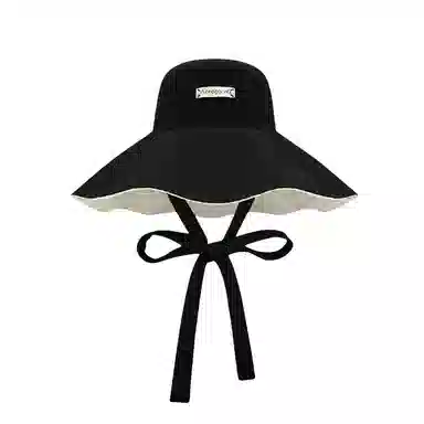 冠辉 夏季法式飘带户外休闲登山显脸小遮阳防紫外线双面遮阳渔夫帽日系休闲简约时尚加宽大帽檐 聚脂钎维 防晒帽 男女同款情侣款