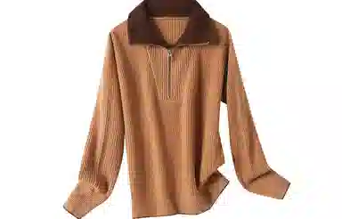 恒源祥 提花羊毛拉链领加厚毛衣 女款