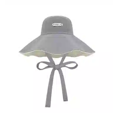 冠辉 夏季法式飘带户外休闲登山显脸小遮阳防紫外线双面遮阳渔夫帽日系休闲简约时尚加宽大帽檐 聚脂钎维 防晒帽 男女同款情侣款