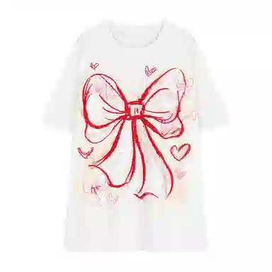 JUFU Retro Bow Print T-Shirt