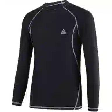 匹克 纯色运动瑜伽透气速干紧身打底长袖健身衣 男女同款 经典黑