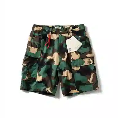 实年服工 迷彩潮牌宽松休闲多袋五分工装短裤 男款