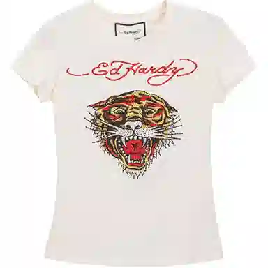 Ed Hardy SS24 Slim Crew Neck T-Shirt Ivory