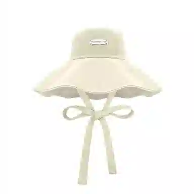 冠辉 夏季法式飘带户外休闲登山显脸小遮阳防紫外线双面遮阳渔夫帽日系休闲简约时尚加宽大帽檐 聚脂钎维 防晒帽 男女同款情侣款