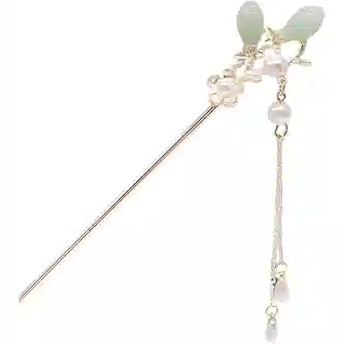 【含苞待放】 指尖瑰宝 古风花苞流苏珍珠典雅大气优雅精致古装步摇盘发新中式高级感簪花头饰 合金/玉髓 发簪 女款