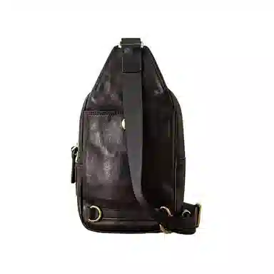 后步 小众高级感潮流时尚个性百搭通勤 头层牛皮 胸包 中号 男女同款情侣款 黑色