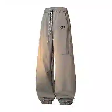 兰缪 基础款纯色宽松系带直筒垂感日常户外运动穿搭休闲裤 男女同款