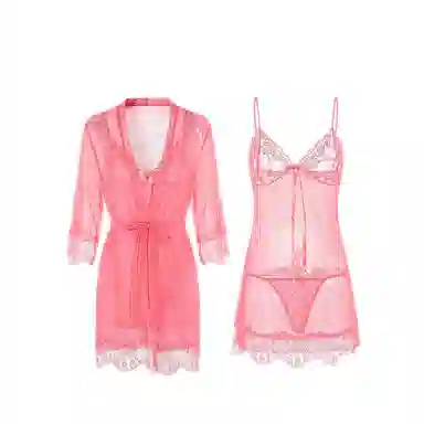 潞优野 性感纯色网纱家居服睡衣套装 女款
