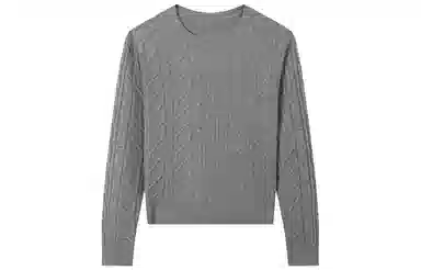 恒源祥 圆领绞花套头长袖纯色毛衣 女款