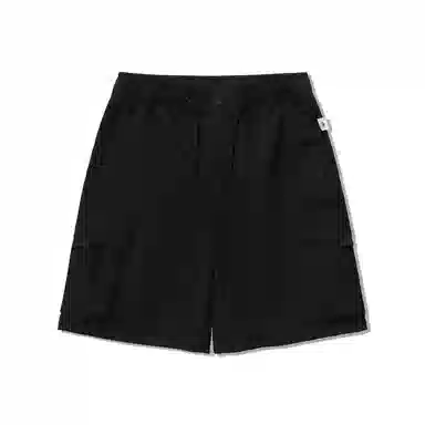 中国李宁 重燃系列 纯色中腰舒适透气宽松直筒运动短裤 男款 黑色