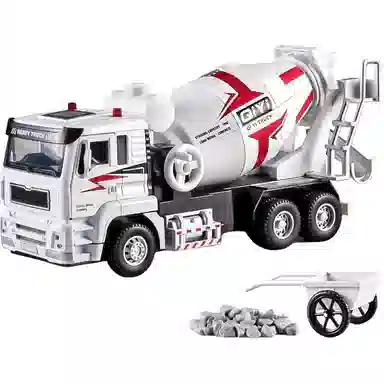 星星科教 电动水泥罐搅拌车合金车模 混凝土工程车 成品模型
