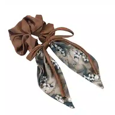 彤彤兔 新中式水墨飘带蝴蝶结大肠温柔质感扎马尾发绳褶皱 缎面 发圈 女款