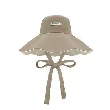 冠辉 夏季法式飘带户外休闲登山显脸小遮阳防紫外线双面遮阳渔夫帽日系休闲简约时尚加宽大帽檐 聚脂钎维 防晒帽 男女同款情侣款