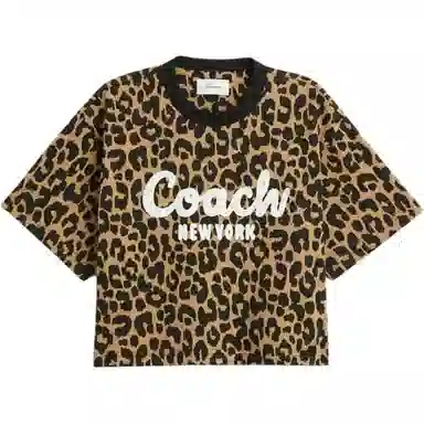 COACH FW23 Leopard Print Tee Brown
