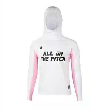 李质造 综合训练系列 吸汗透气足球连帽训练服长袖健身衣 男款 白粉