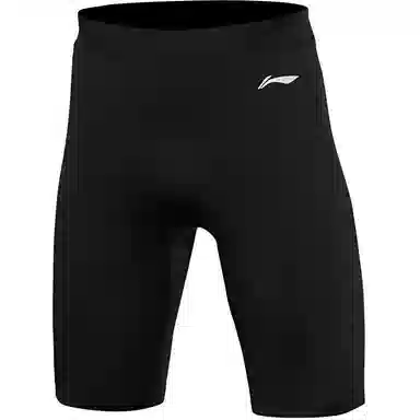 中国李宁 跑步系列 休闲简约纯色紧身速干舒适运动短裤 男款 黑色