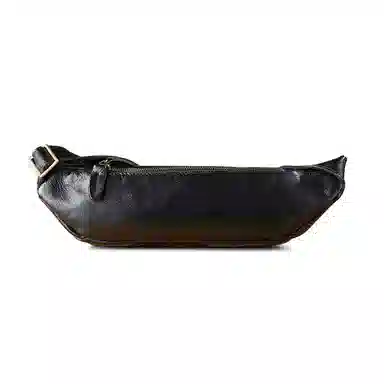 Simple&nature Multifunctional Leather Waist Bag Black Brown