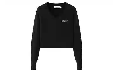 东鲸岁时记 港风穿搭复古绞花松弛感修身通勤针织字母刺绣毛衣 女款 黑色