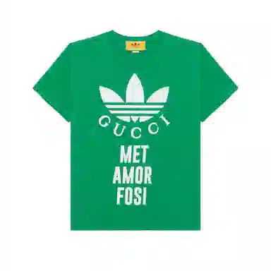Gucci x Adidas Logo Print T-Shirt Green