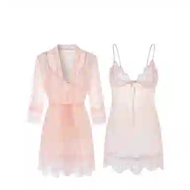 潞优野 性感纯色网纱家居服睡衣套装 女款