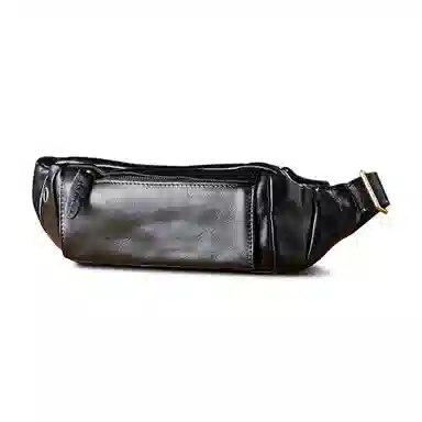 Simple&nature Multifunctional Leather Waist Bag Black Brown