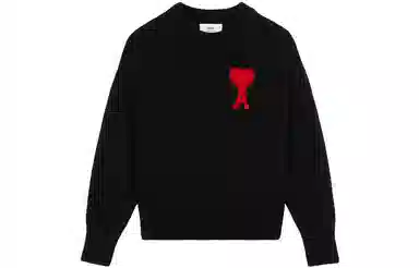 AMIPARIS FW21 Love Heart Logo Knit Sweater Black