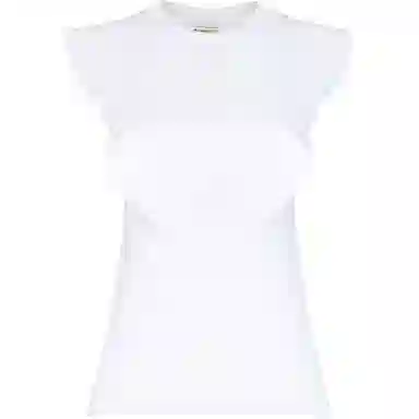 Alexander McQueen Frill Detail Sleeveless Top In Optic White T