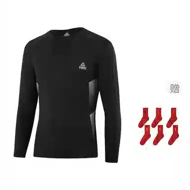 匹克 加绒高弹纯色运动训练舒适透气健身衣 男女同款 黑色