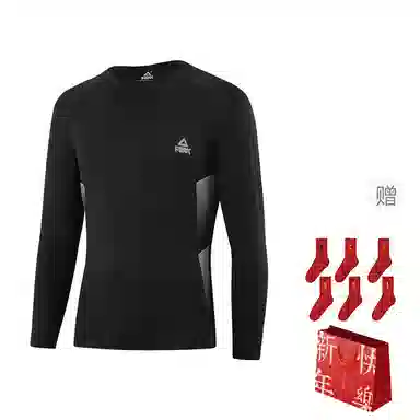 匹克 加绒高弹纯色运动训练舒适透气健身衣 男女同款 黑色