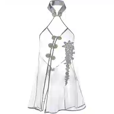 潞优野 性感绣花网纱惑复古无袖睡裙 女款