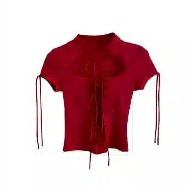 Fashion Brand Slim Tie Short Sleeve T-Shirt Red