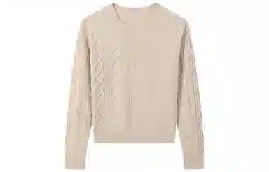 恒源祥 圆领绞花套头长袖纯色毛衣 女款