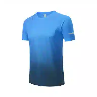 玉儿恋 轻薄速干运动弹力渐变直筒合身短袖健身衣 男款