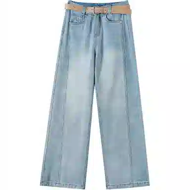 沐晓欣 纯色舒适高腰宽松阔腿裤休闲裤 女款