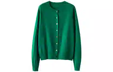 恒源祥 圆领纯色长袖单排扣开衫毛衣 女款