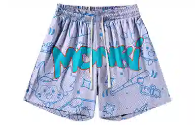 王者荣耀 梦奇款 趣味创意卡通印花拼接撞色满印运动篮球家居服系带宽松直筒松弛感慵懒风五分休闲短裤 男女同款