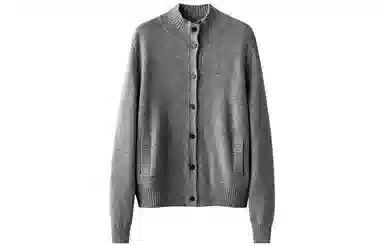 恒源祥 纯色半高领单排扣开衫毛衣 女款