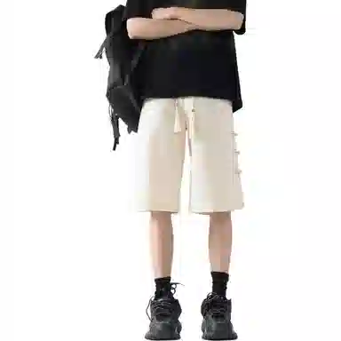 颂希尔 纯色国风设计薄款五分裤宽松直筒百搭休闲短裤 男女同款