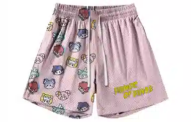 王者荣耀 英雄系列趣味创意卡通印花拼接撞色运动篮球家居服系带宽松直筒松弛感慵懒风五分休闲短裤 男女同款