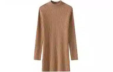 恒源祥 纯色中长款坑条毛衣 女款