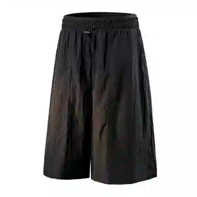 兰缪 美式复古高街风纯色基础款户外日常通勤亲肤柔软舒适透气运动直筒宽松五分裤休闲短裤 男女同款