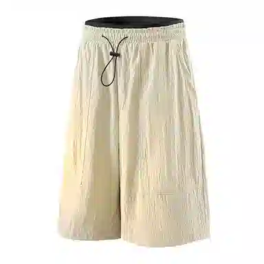 兰缪 美式复古高街风纯色基础款户外日常通勤亲肤柔软舒适透气运动直筒宽松五分裤休闲短裤 男女同款